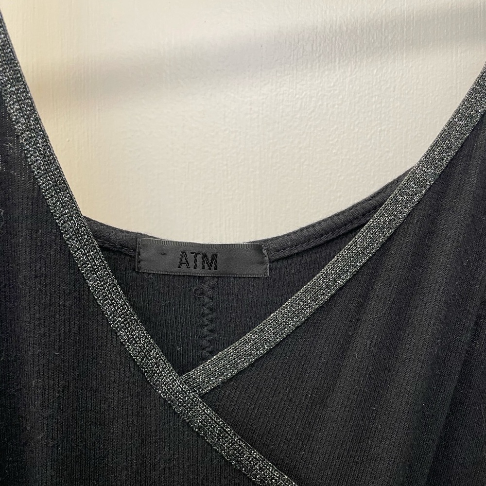 ATM Black Wrap Dress - Picture 9 of 12